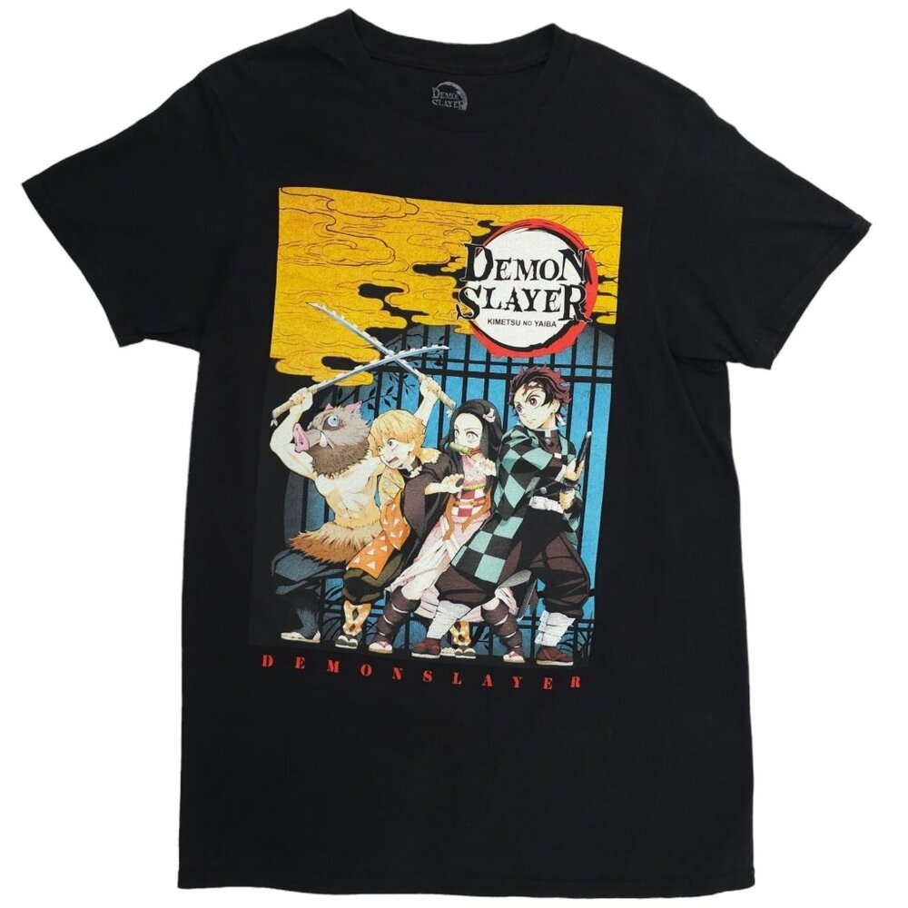 Demon Slayer Kimetsu No Yaiba Anime Graphic T Shirt Size S Black Short Sleeve